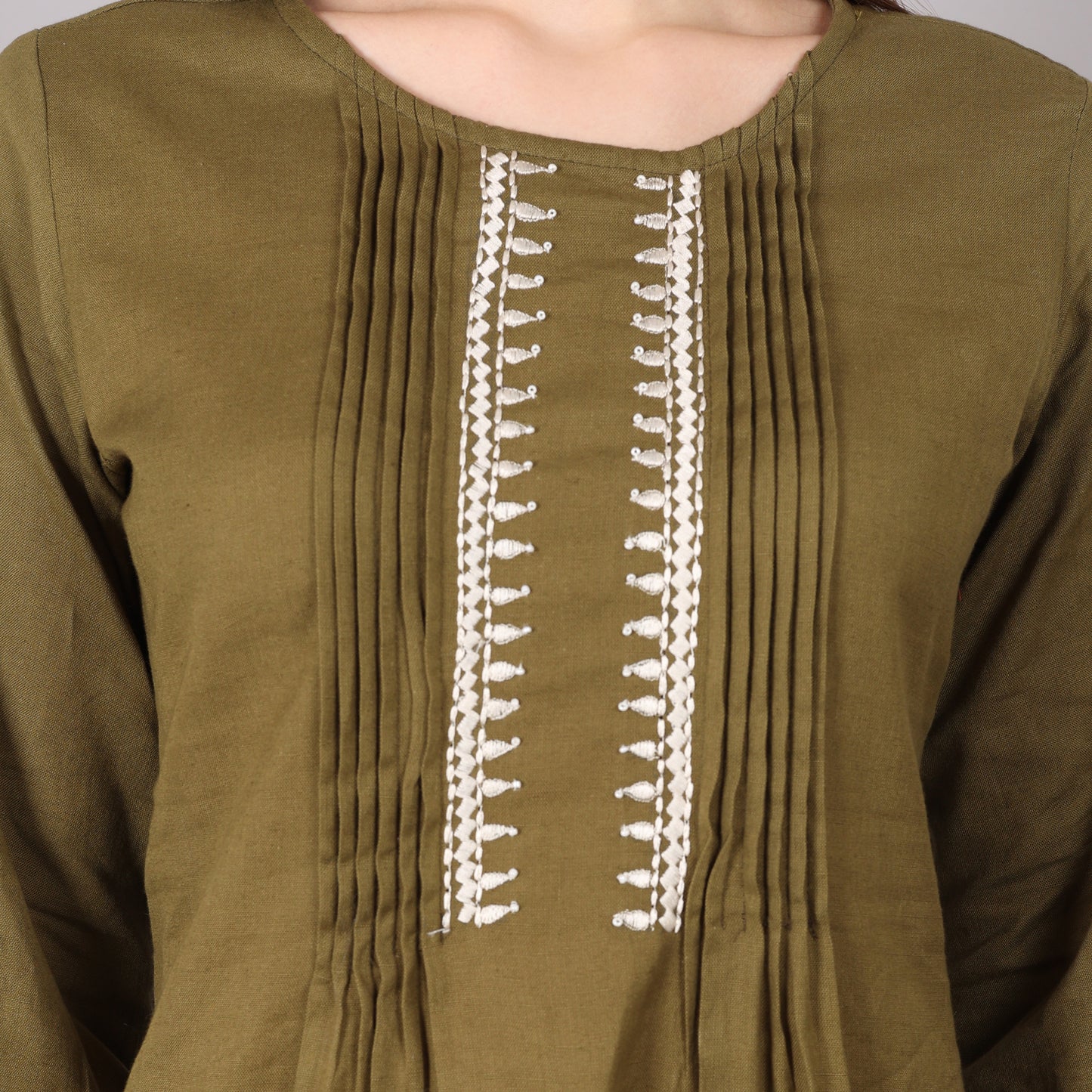 Chic and breathable mud green kurta set crafted from organic cotton for all-day comfort.