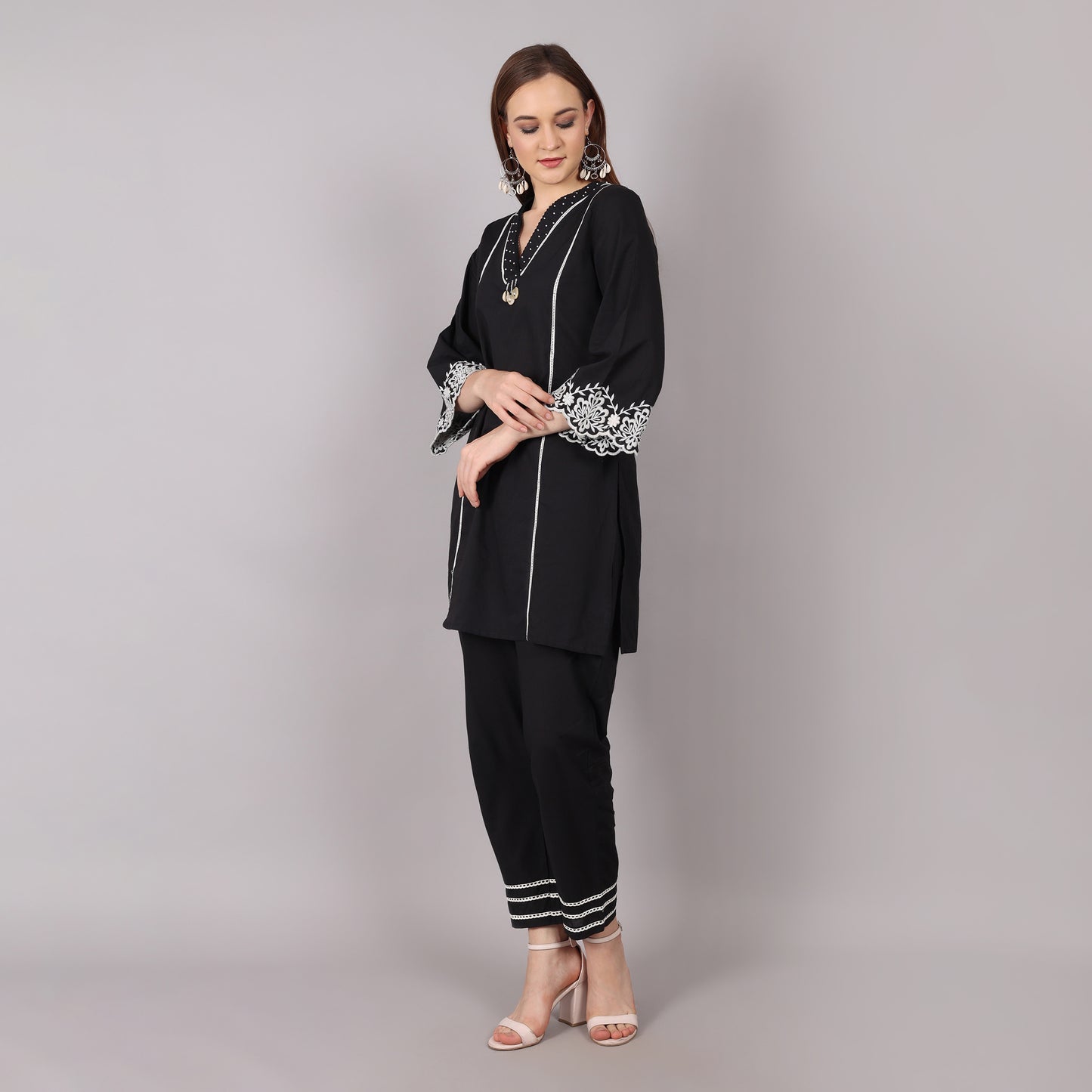 Sophisticated cotton black co-ord set with a timeless design, perfect for any occasion.