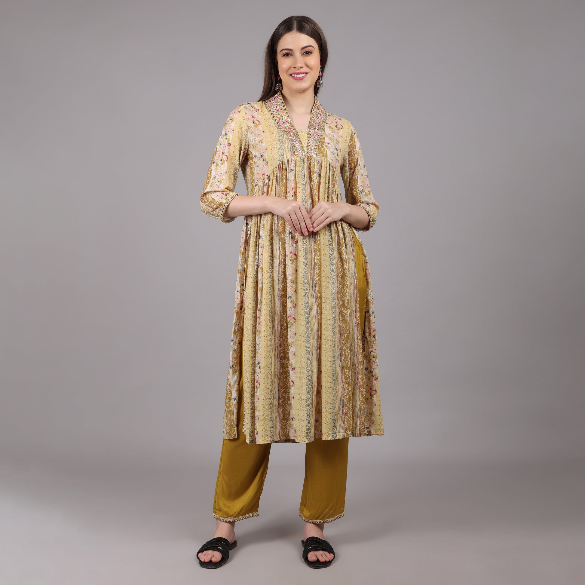 Lightweight and breathable Nyra cut kurta set, offering comfort with effortless elegance.