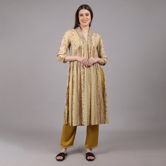 Lightweight and breathable Nyra cut kurta set, offering comfort with effortless elegance.