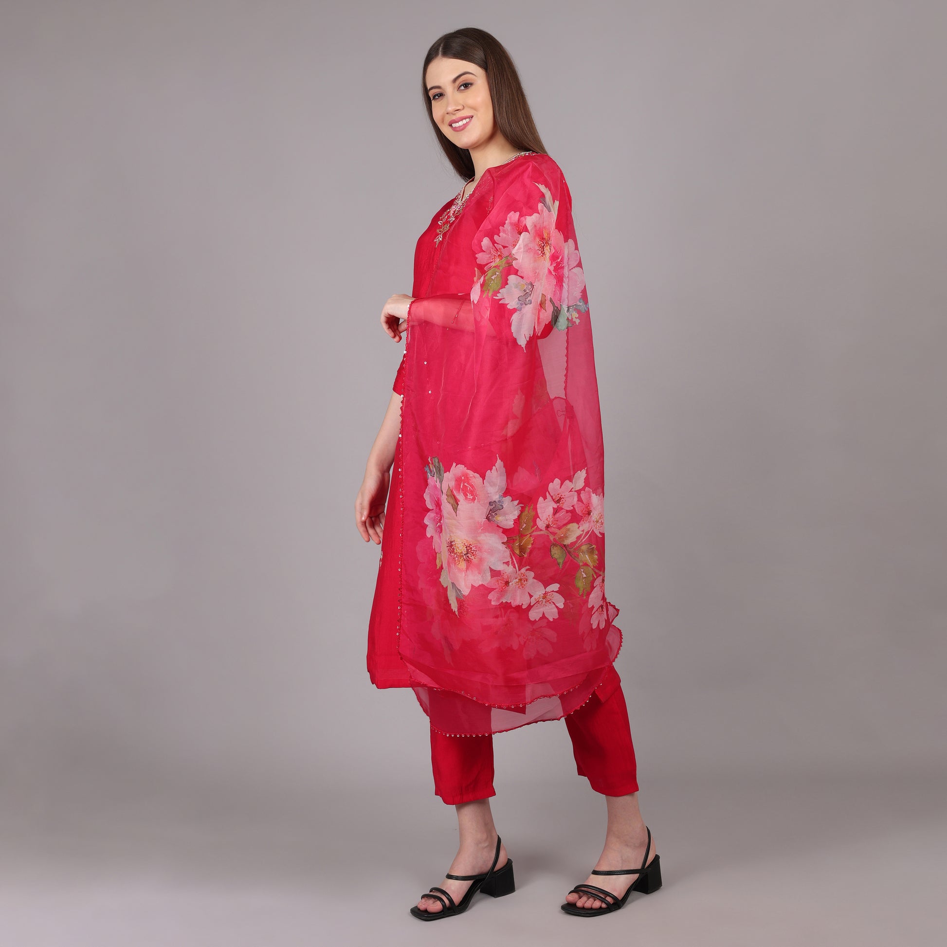 Chic and stylish magenta Gajji silk kurta set, perfect for festive and wedding occasions.