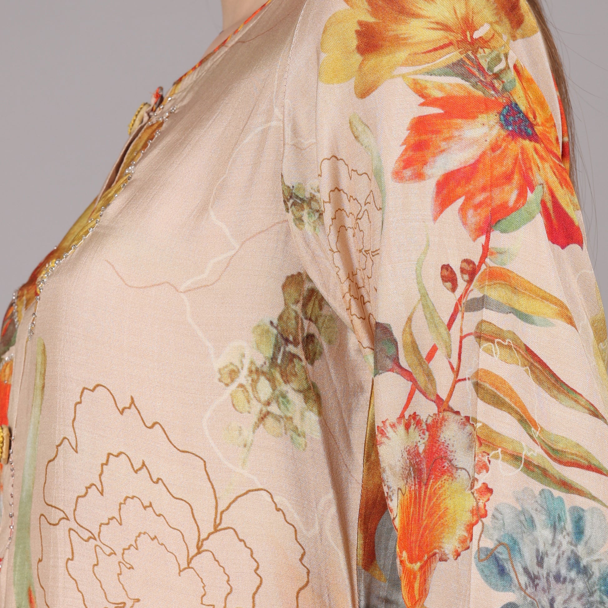 Elegant pure crepe kurta set with intricate handwork, perfect for a refined ethnic look.