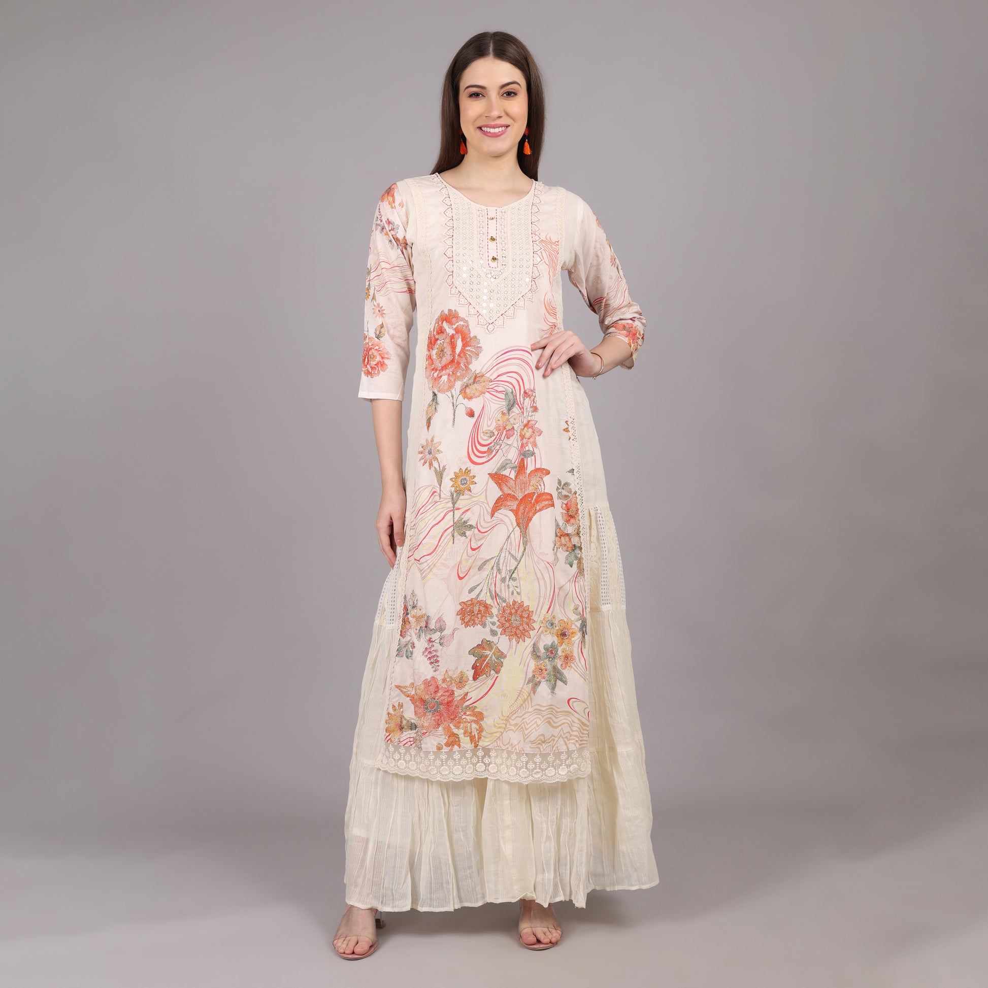 Lightweight and breathable Mulmul cotton long dress, offering comfort with a touch of sophistication.