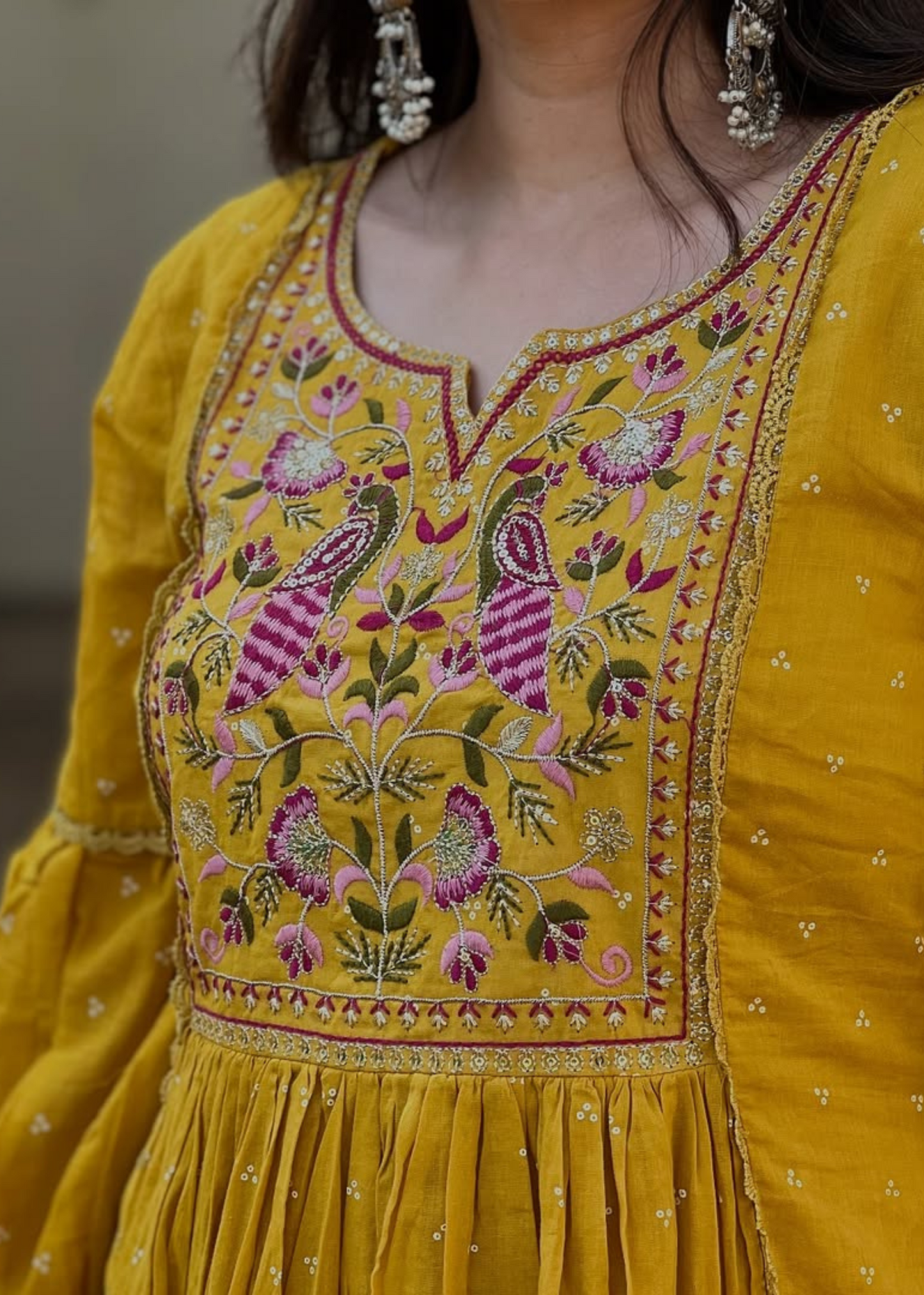 cotton print kurta with dupatta yellow