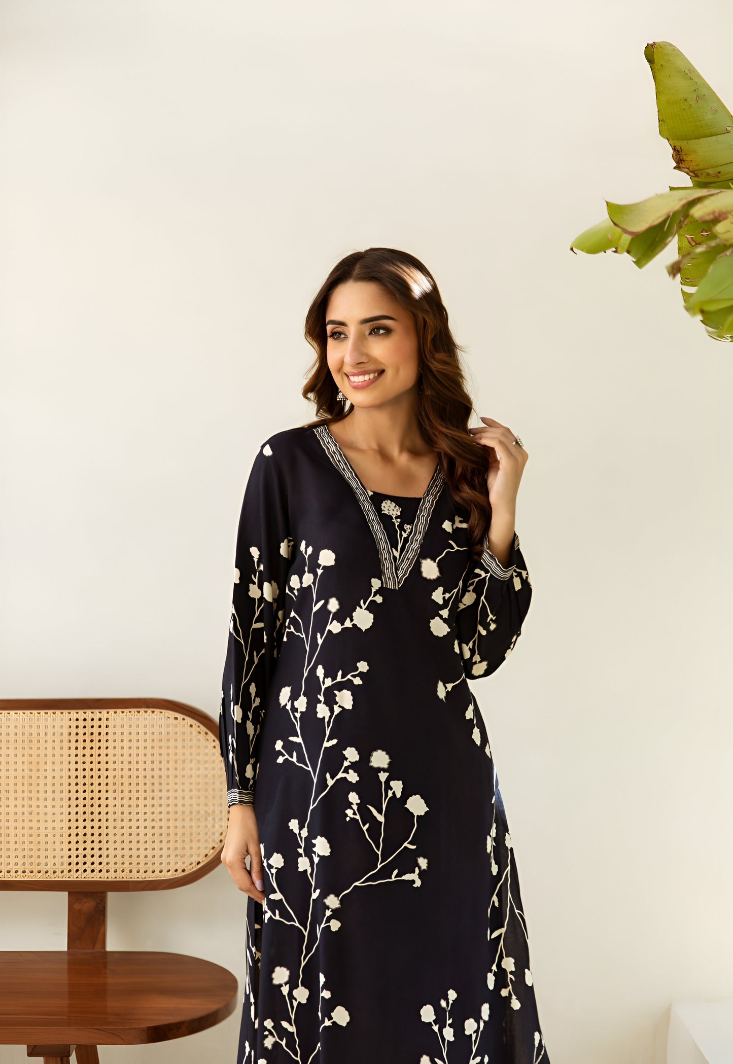 Chic and stylish midnight blue A-line kurta set, perfect for festive and casual occasions.