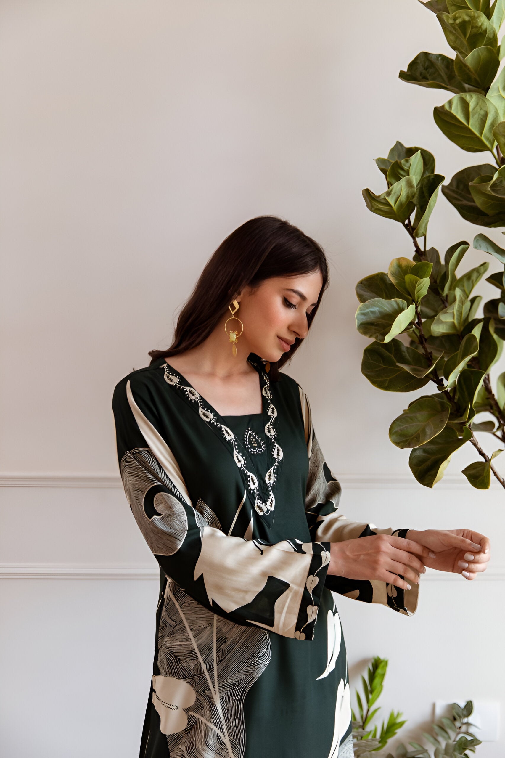Chic and stylish bottle green A-line kurta set, perfect for festive, casual, and formal occasions.