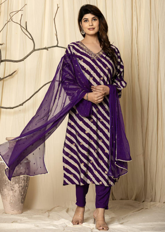 leheriya straight fit kurta with pant for women