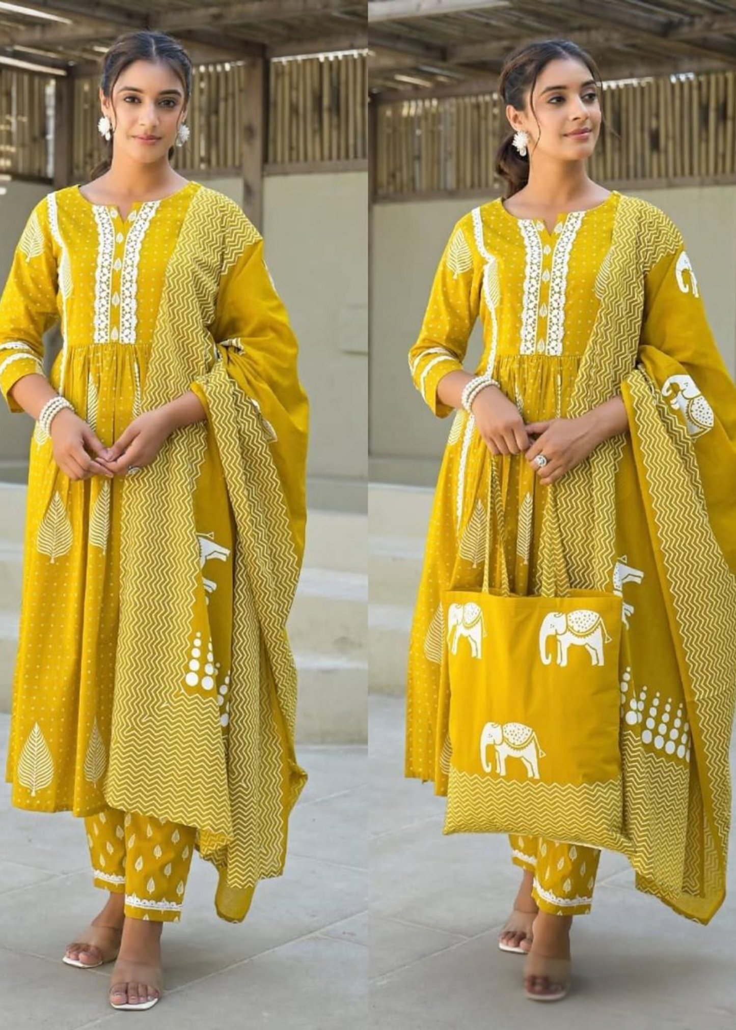 Women's Mustard Nyra Cut Kurta Set
