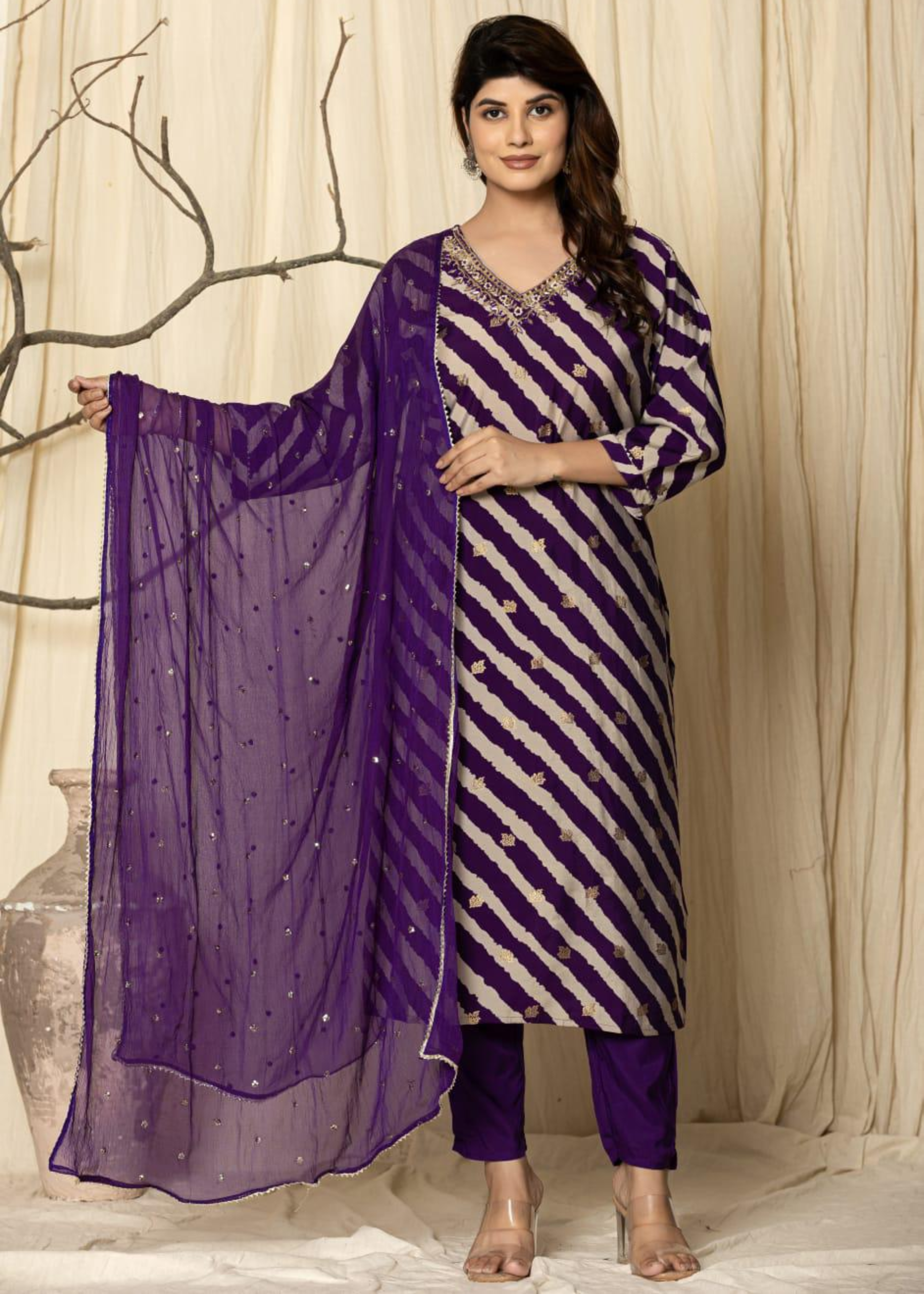 leheriya straight fit kurta with pant