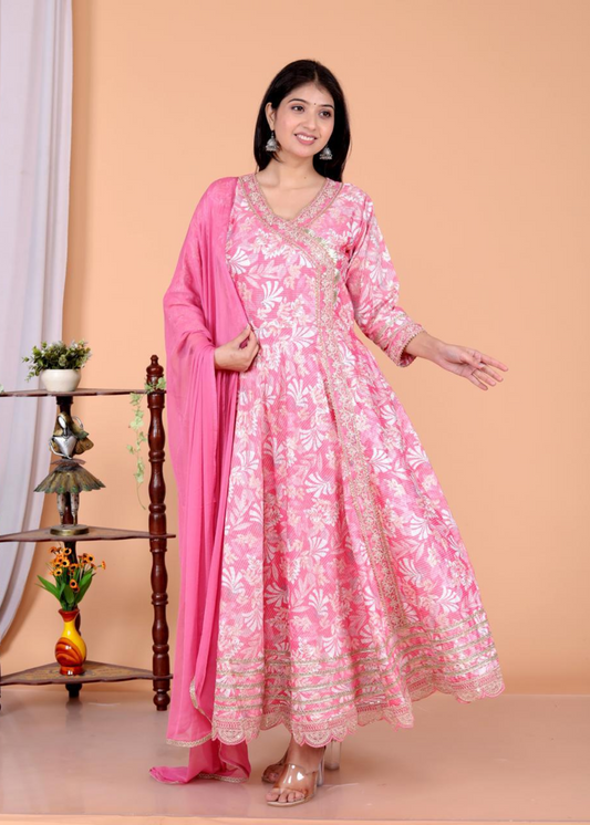 Women's Printed Anarkali Kurta Set with Dupatta