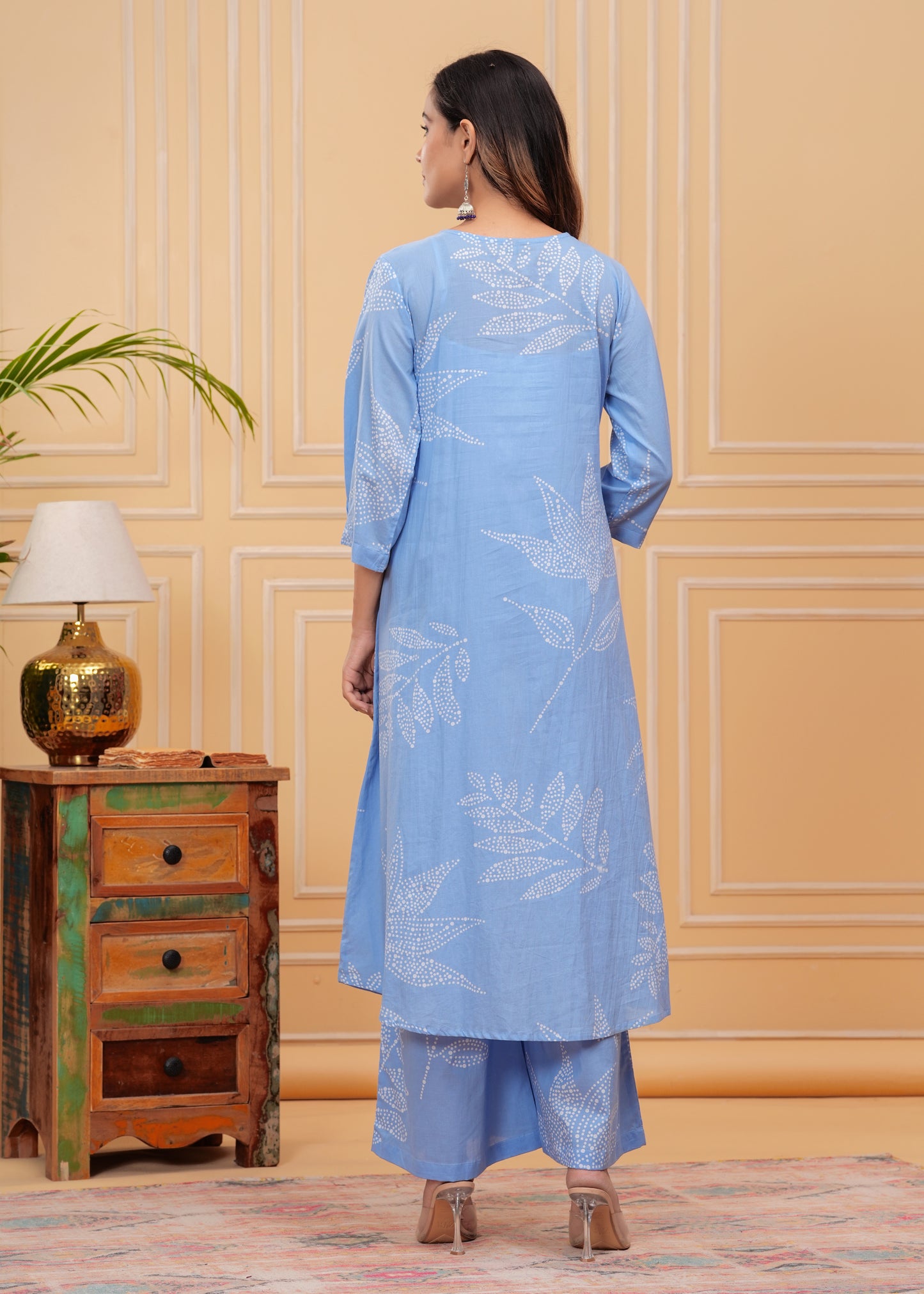 Fashionable and comfortable blue A-line kurta set, ideal for a chic and polished look.