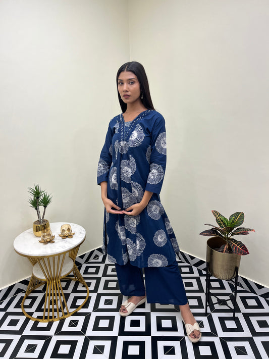 Ketki A Line Kurta Set - Blue