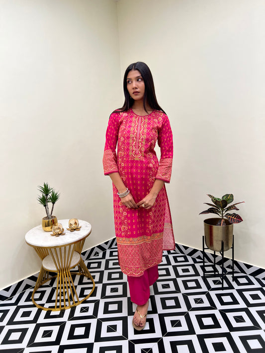 Rani Pink Ethnic Elegance Kurta Set