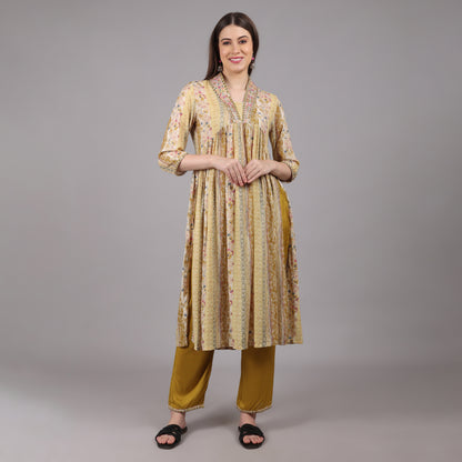Lightweight and breathable Nyra cut kurta set, offering comfort with effortless elegance.
