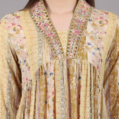 Graceful Nyra cut 2-piece kurta set blending traditional charm with contemporary fashion.
