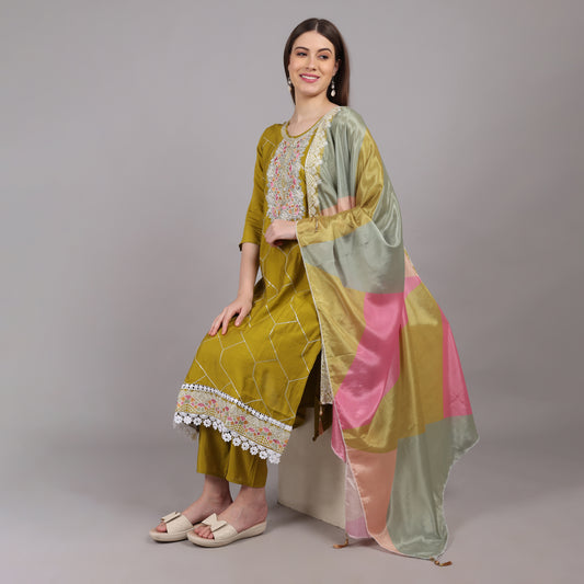 Sophisticated muslin kurta set with handcrafted detailing, perfect for weddings, celebrations, and formal gatherings.