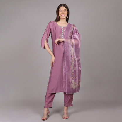 lavender silk kurta set 