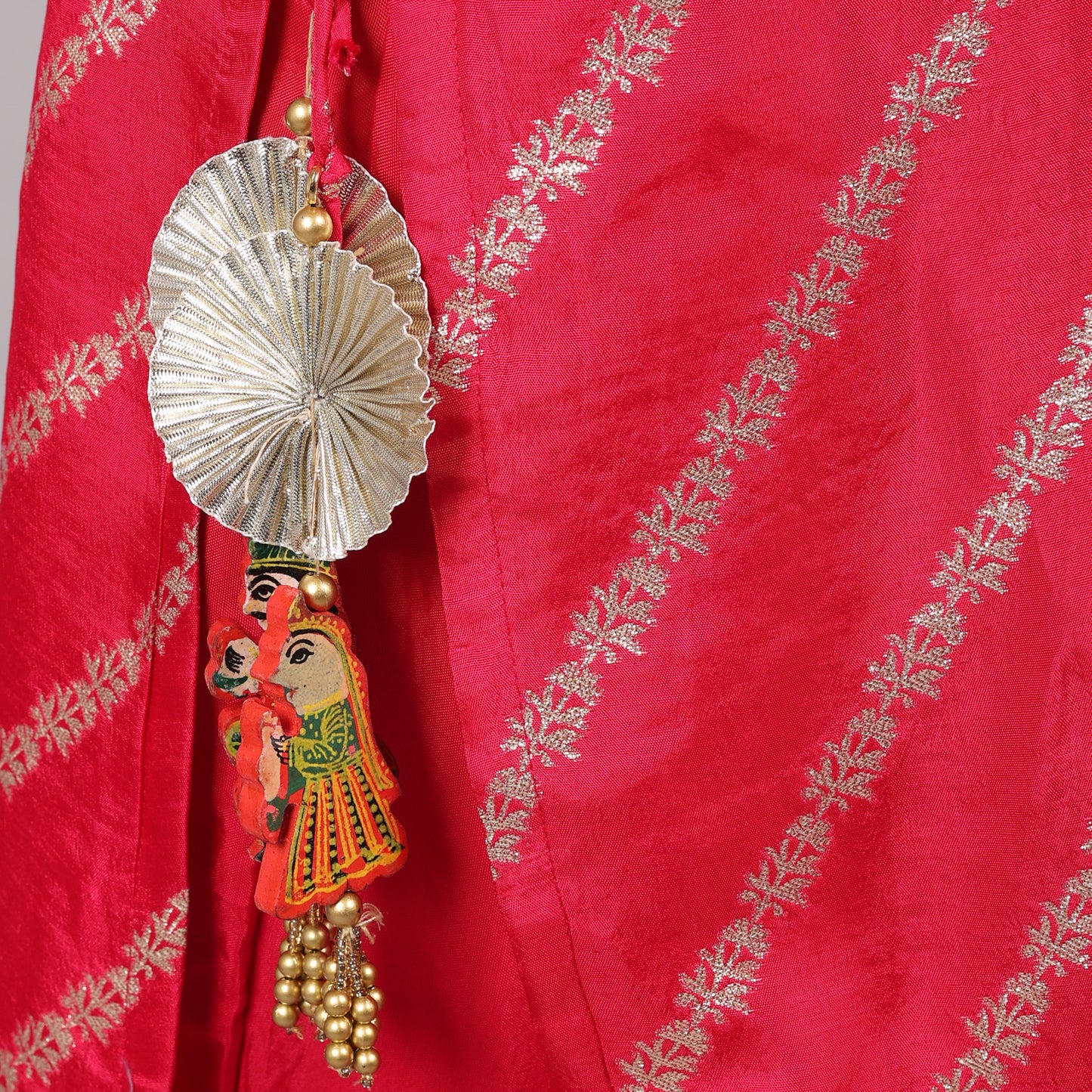 Sophisticated hot pink kurta set crafted from premium Dola silk for a luxurious ethnic look.