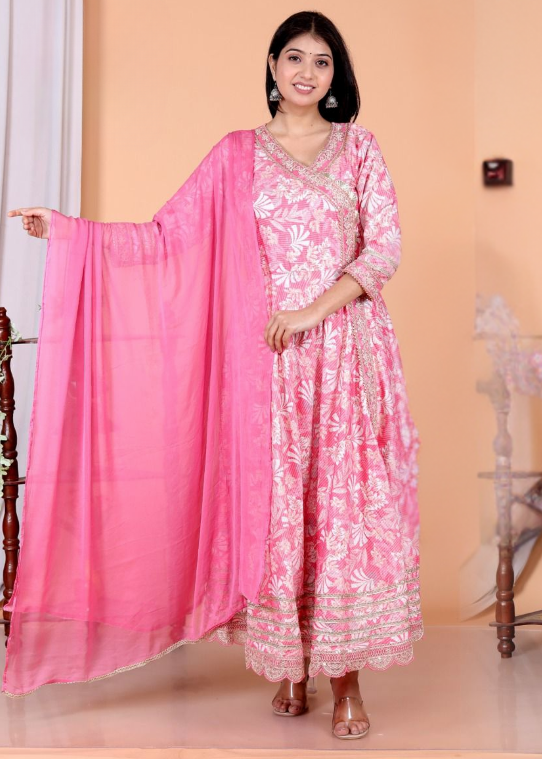 Printed Anarkali Kurta Set with Dupatta