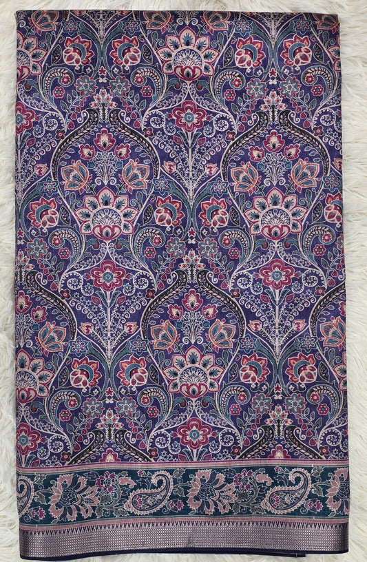 Majestic Violet Antique Paisley Print Saree