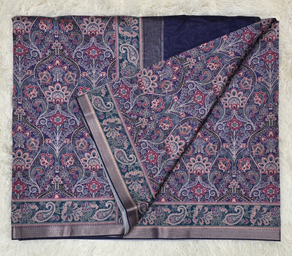 Majestic Violet Antique Paisley Print Saree