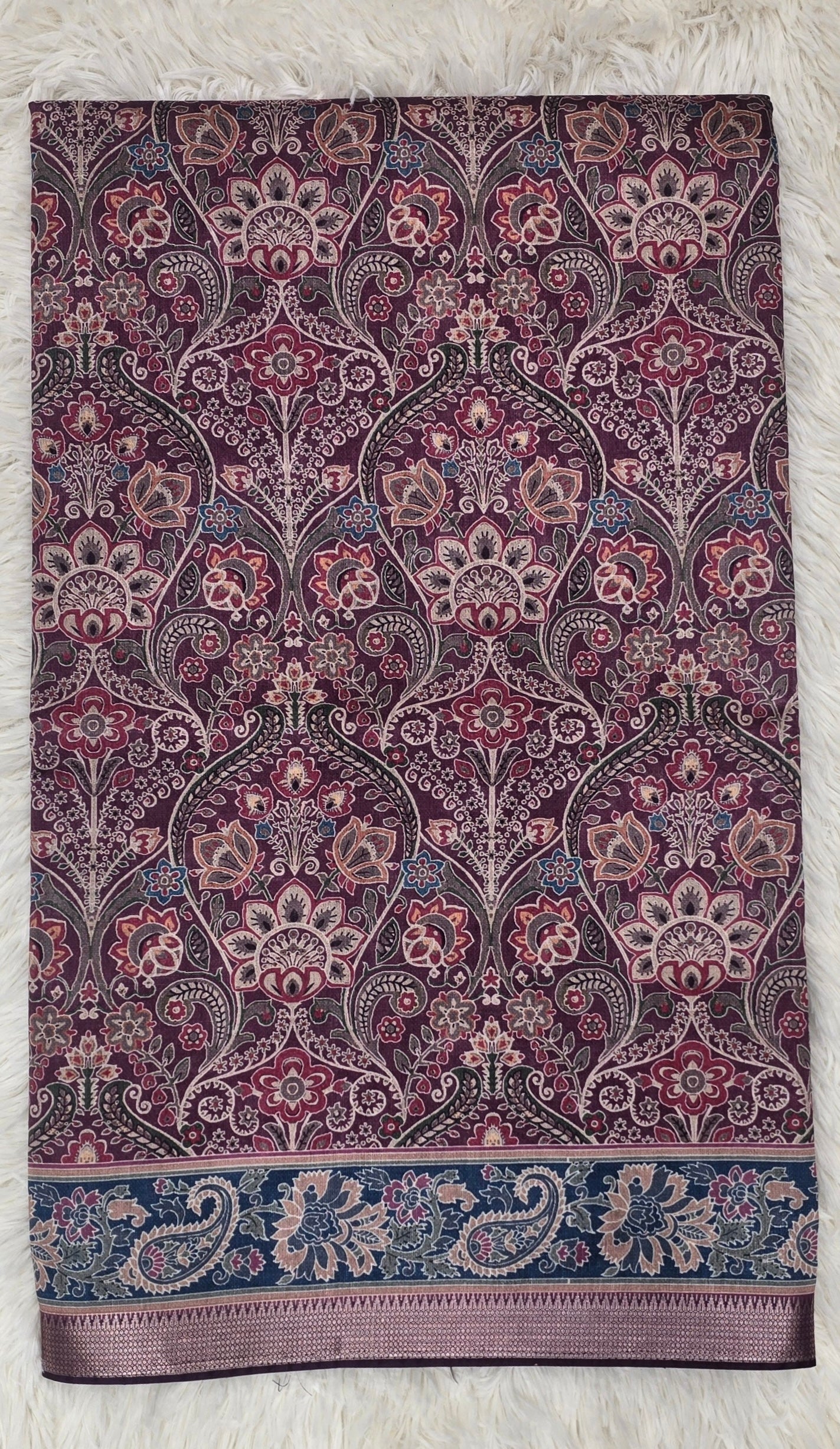 Majestic Mulberry Antique Paisley Print Saree