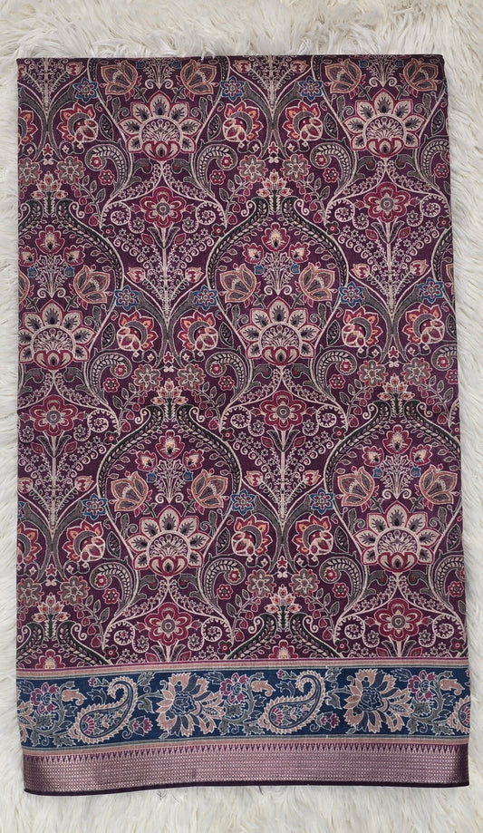 Majestic Mulberry Antique Paisley Print Saree