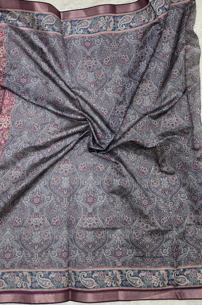 Majestic Mulberry Antique Paisley Print Saree