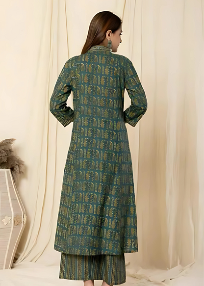 Printed Women's Regular Pure Cotton Kurta with Trousers & Dupatta