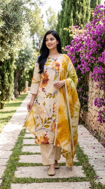 The Meadow Blossom Collection – Premium Floral Printed Three-Piece Suit Sets