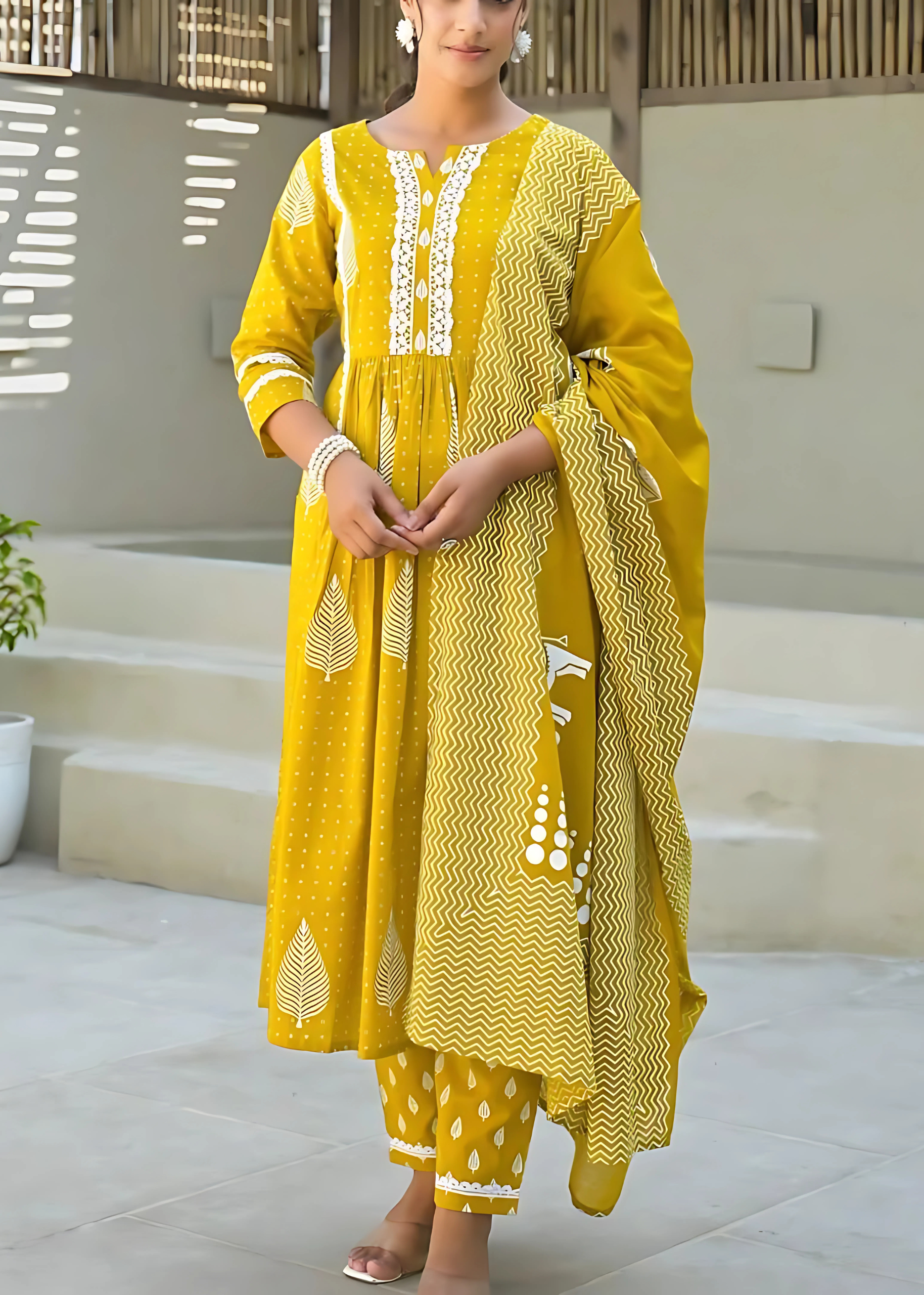 Mustard Nyra Cut Kurta Set For Women