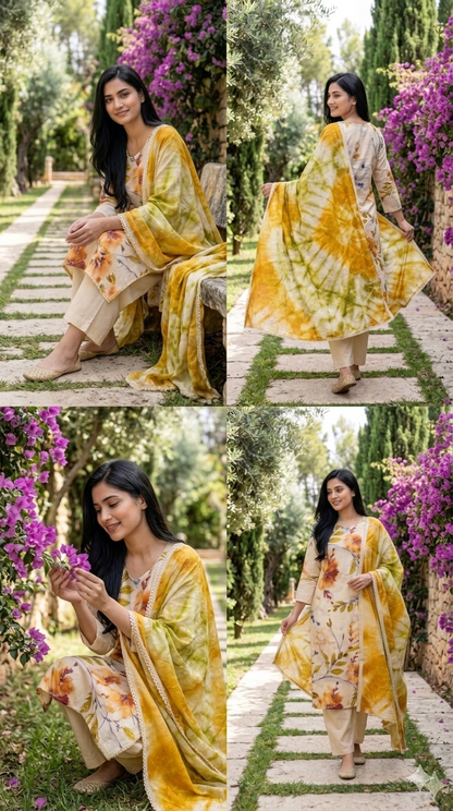 The Meadow Blossom Collection – Premium Floral Printed Three-Piece Suit Sets
