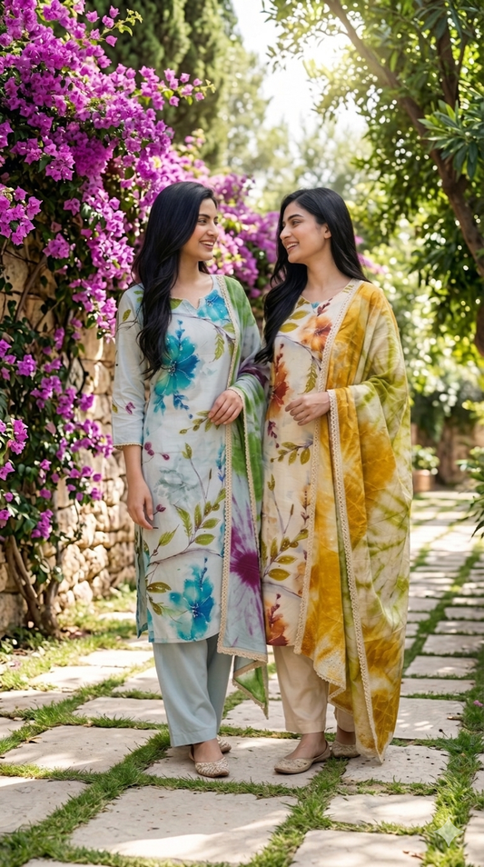 The Meadow Blossom Collection – Premium Floral Printed Three-Piece Suit Sets