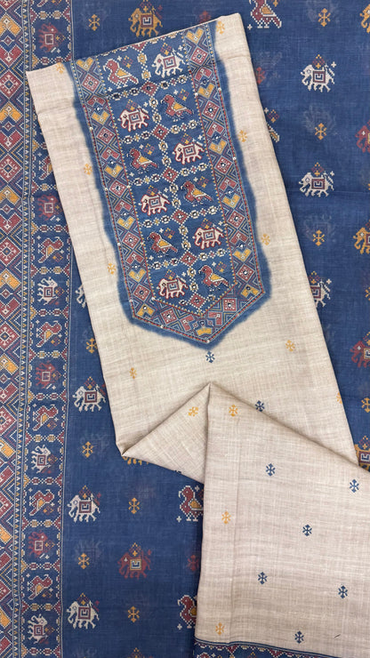 Classic Indigo & Ivory Patola Suit Set