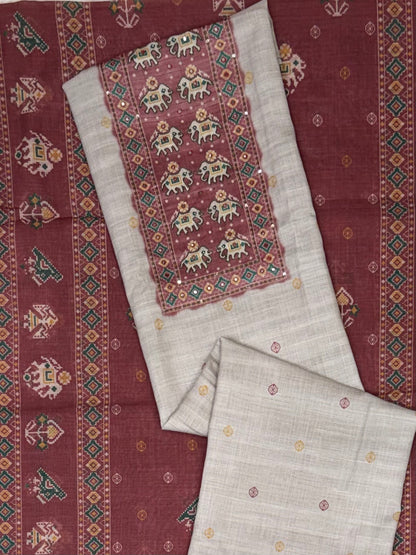 Classic Marsala Maroon & Ivory Patola Suit Set