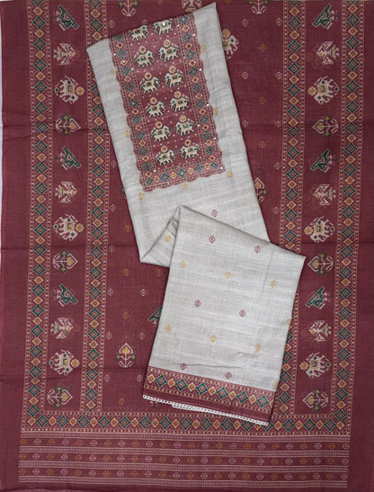 Classic Marsala Maroon & Ivory Patola Suit Set