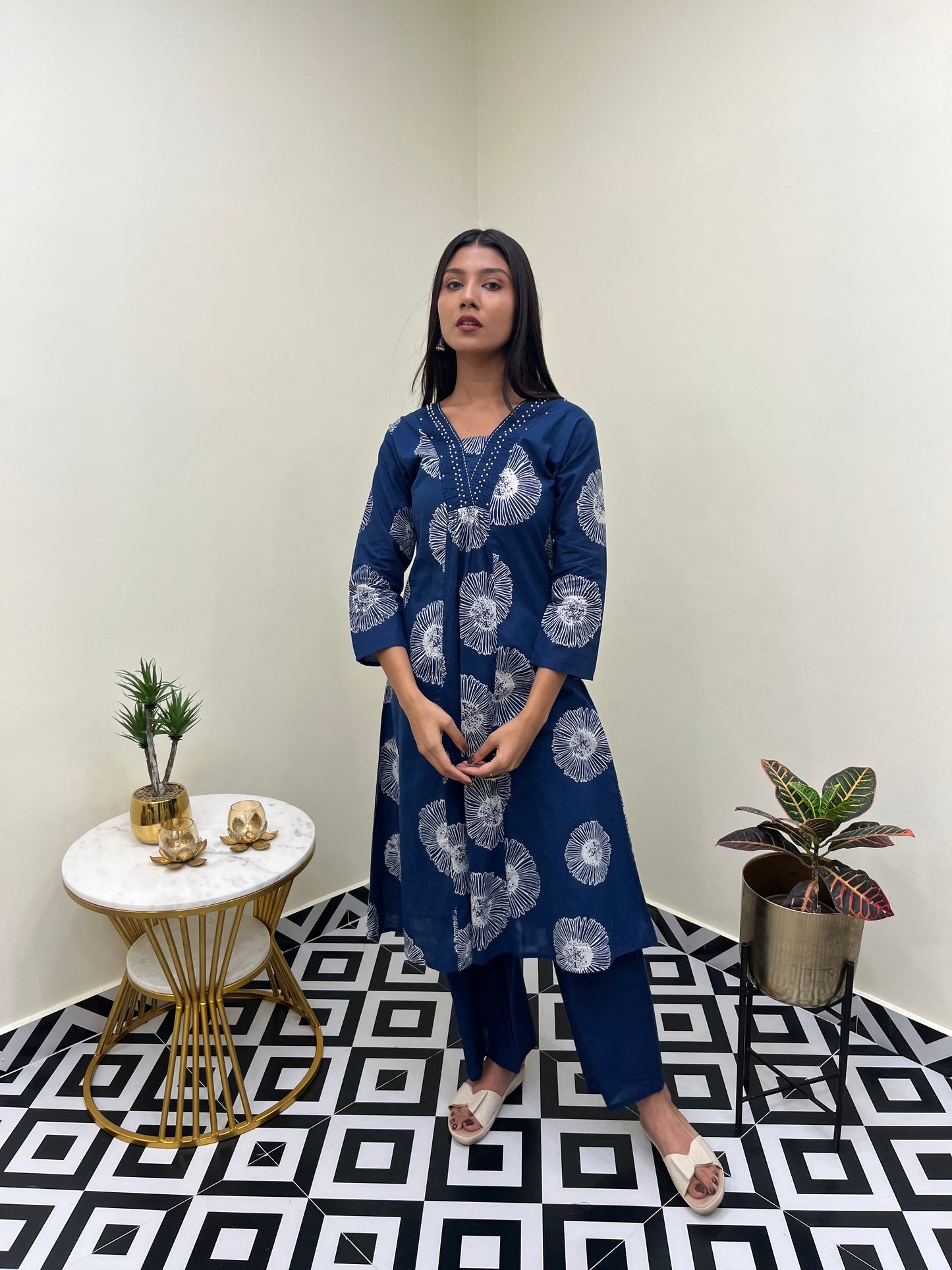 Ketki A Line Kurta Set - Blue