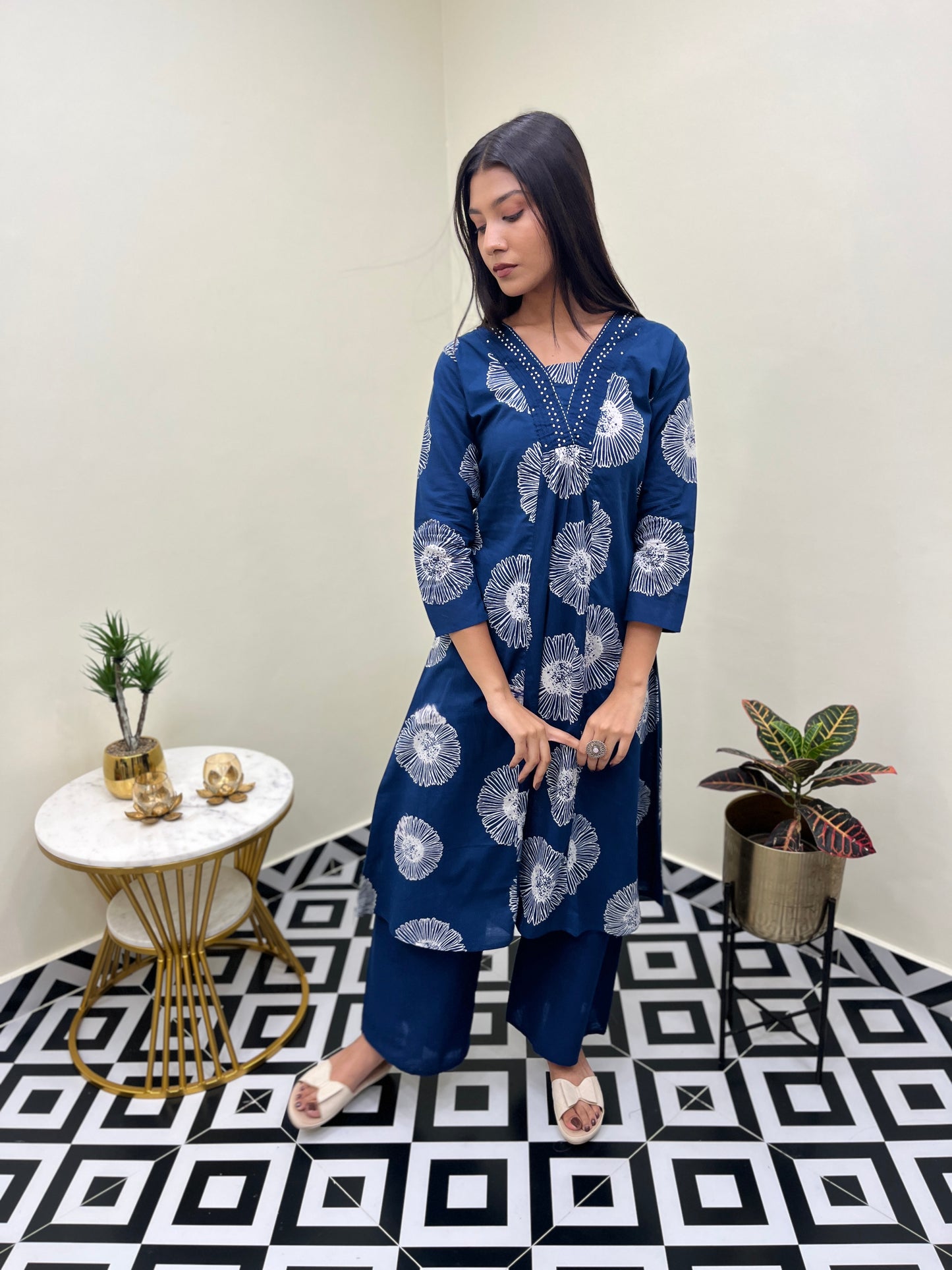 Ketki A Line Kurta Set - Blue