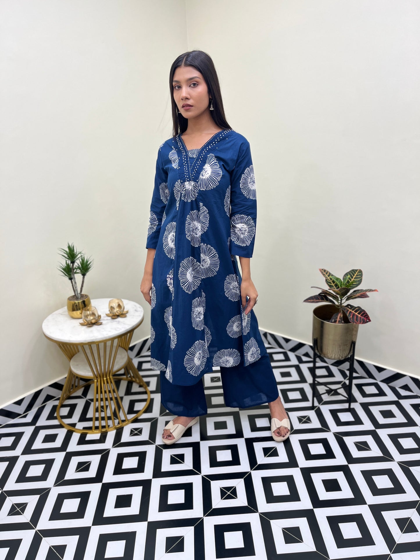 Ketki A Line Kurta Set - Blue