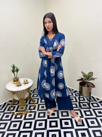 Ketki A Line Kurta Set - Blue