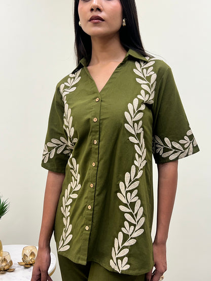 Botaniq Olive Floral Co-Ord Set