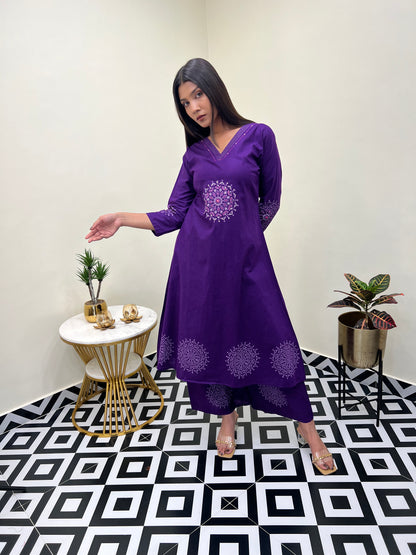 Sanganeri Grace Buta A Line Set - Purple