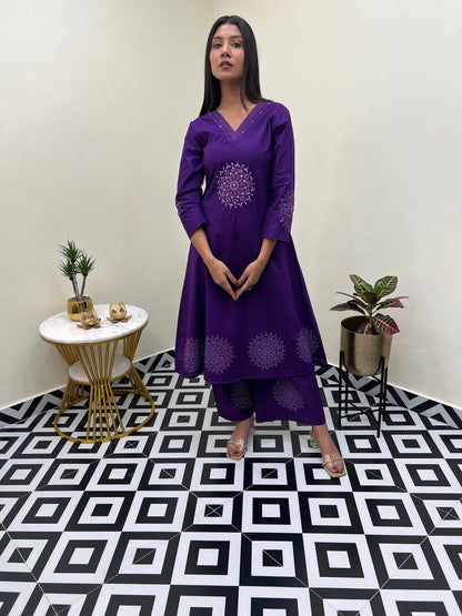 Sanganeri Grace Buta A Line Set - Purple