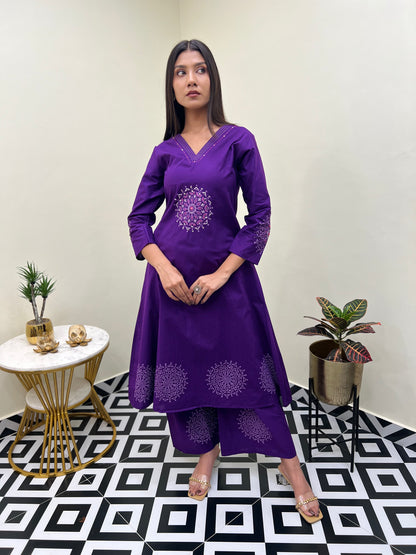 Sanganeri Grace Buta A Line Set - Purple